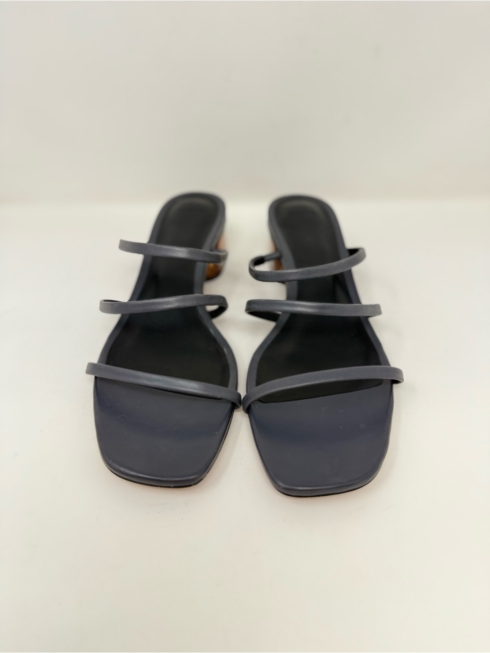 New Vince Palm Springs Leather Heeled Sandal In Iris Slate Sz 7.5 - Picture 9 of 14